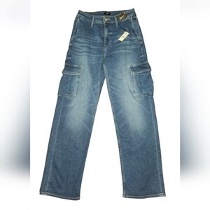 Womens Blue Denim Cargo Jeans